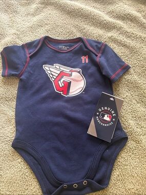 Genuine MLB Cleveland Guardians “Ramirez “Navy Baby Bodysuit with Red Accent